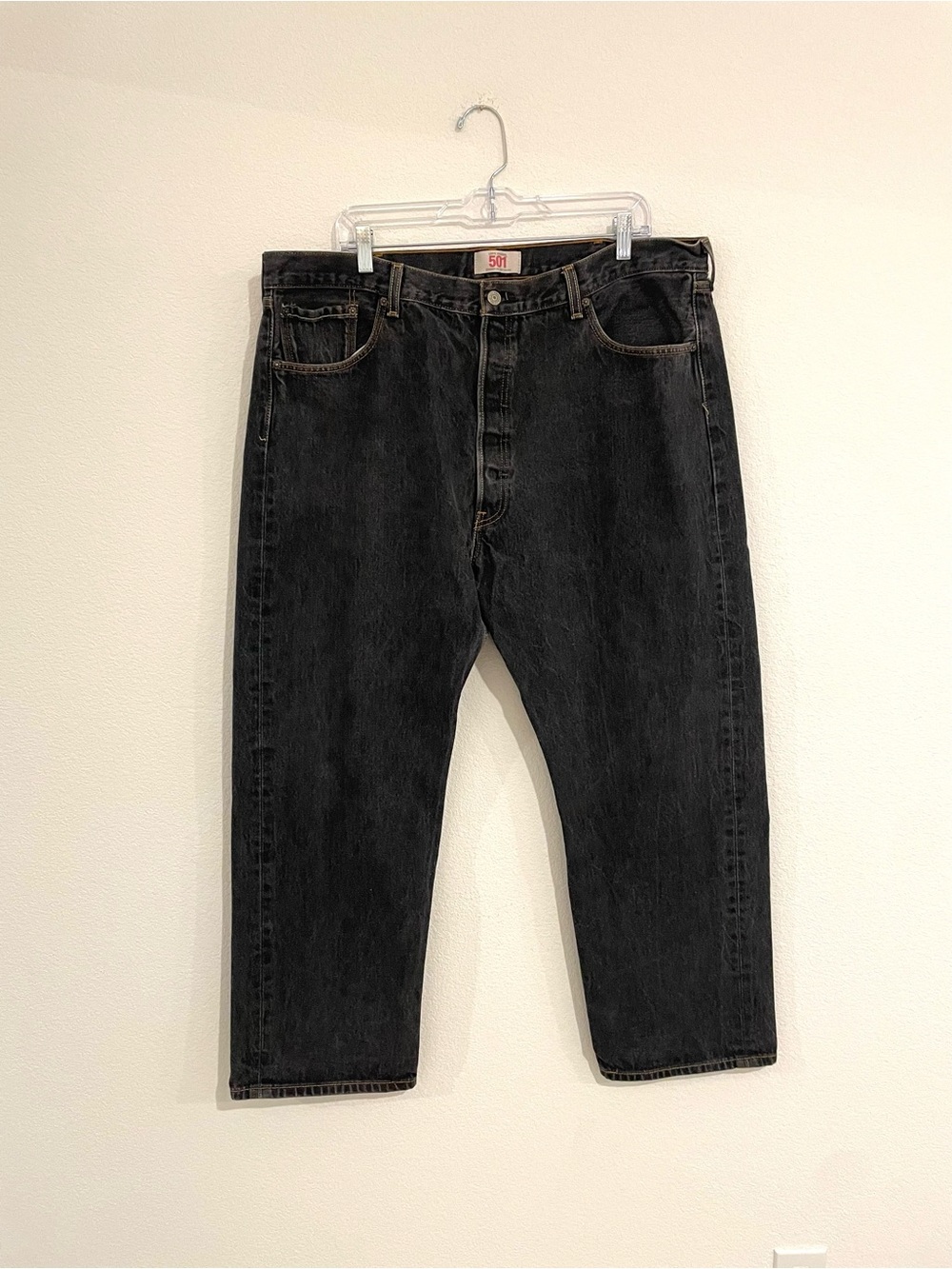 Levi's Original 501 Straight Leg Button Fly 100% Cotton Washed Black Men's Jeans